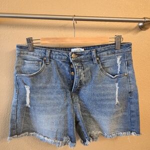 Grace & Lace Girlfriend Distressed Denim Shorts